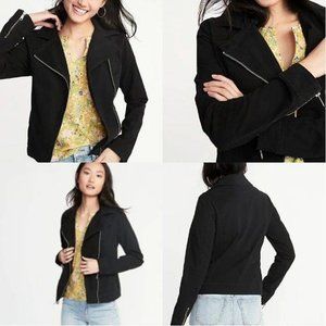 Old Navy Faux Suede Black Moto Moto Jacket